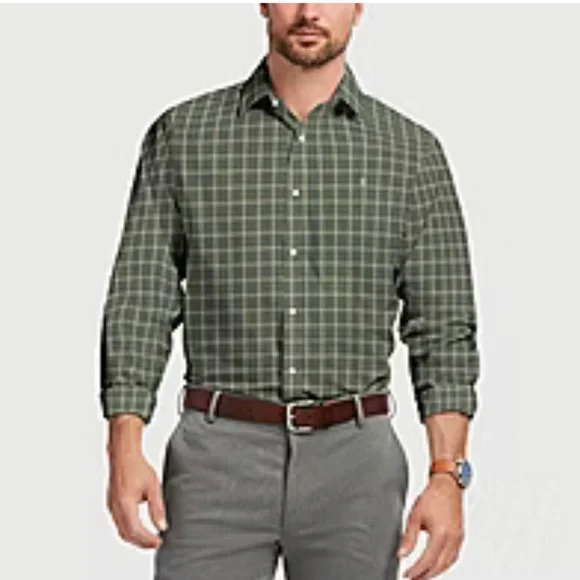 Izod green plaid button down shirt - Picture 1 of 6